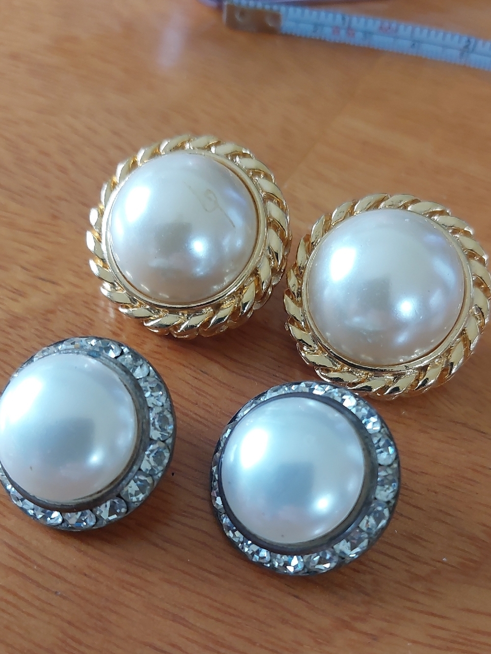 Faux Pearl 2 Pair Vintage Clip On Earrings